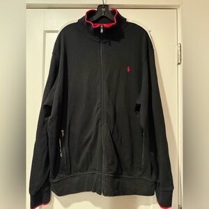 Polo Ralph Lauren Black track zip up Jacket with Red and white Trim